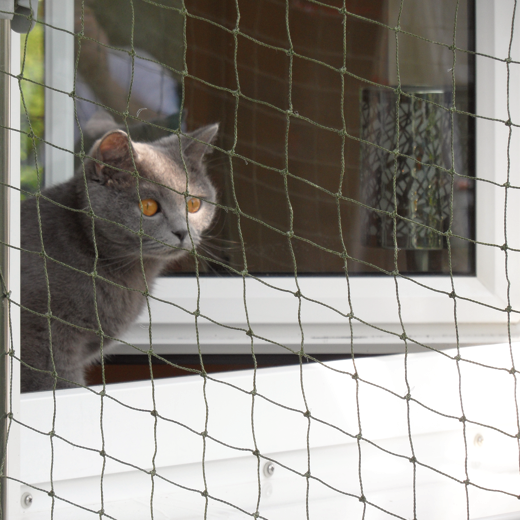 Katzenschutznetz im Set Grün Edelstahl verstärkt